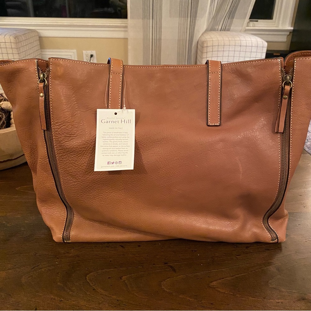 Large Brown Leather Tote, NWT